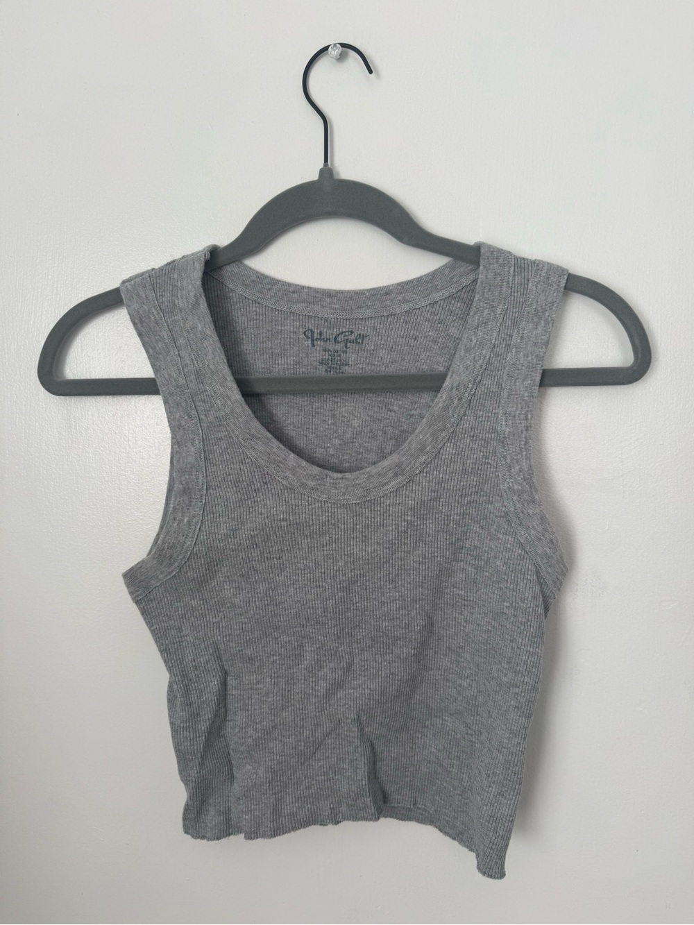 Brandy Melville Gray Ribbed Scoop Tank Top